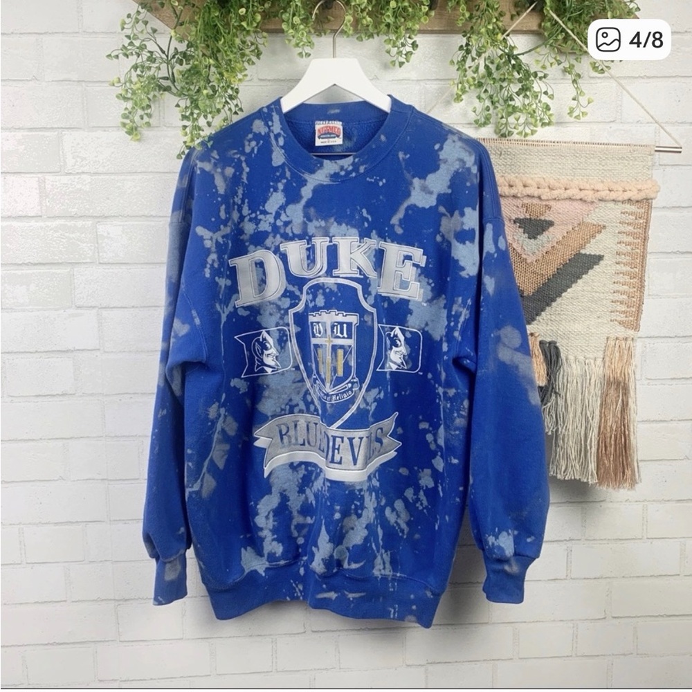 Duke Blue Devils Bleach Splatter Sweatshirt SZ XL